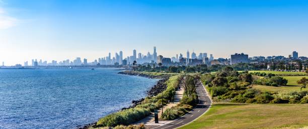 мельбурн горизонта - melbourne city skyline australia стоковые фото и изображения