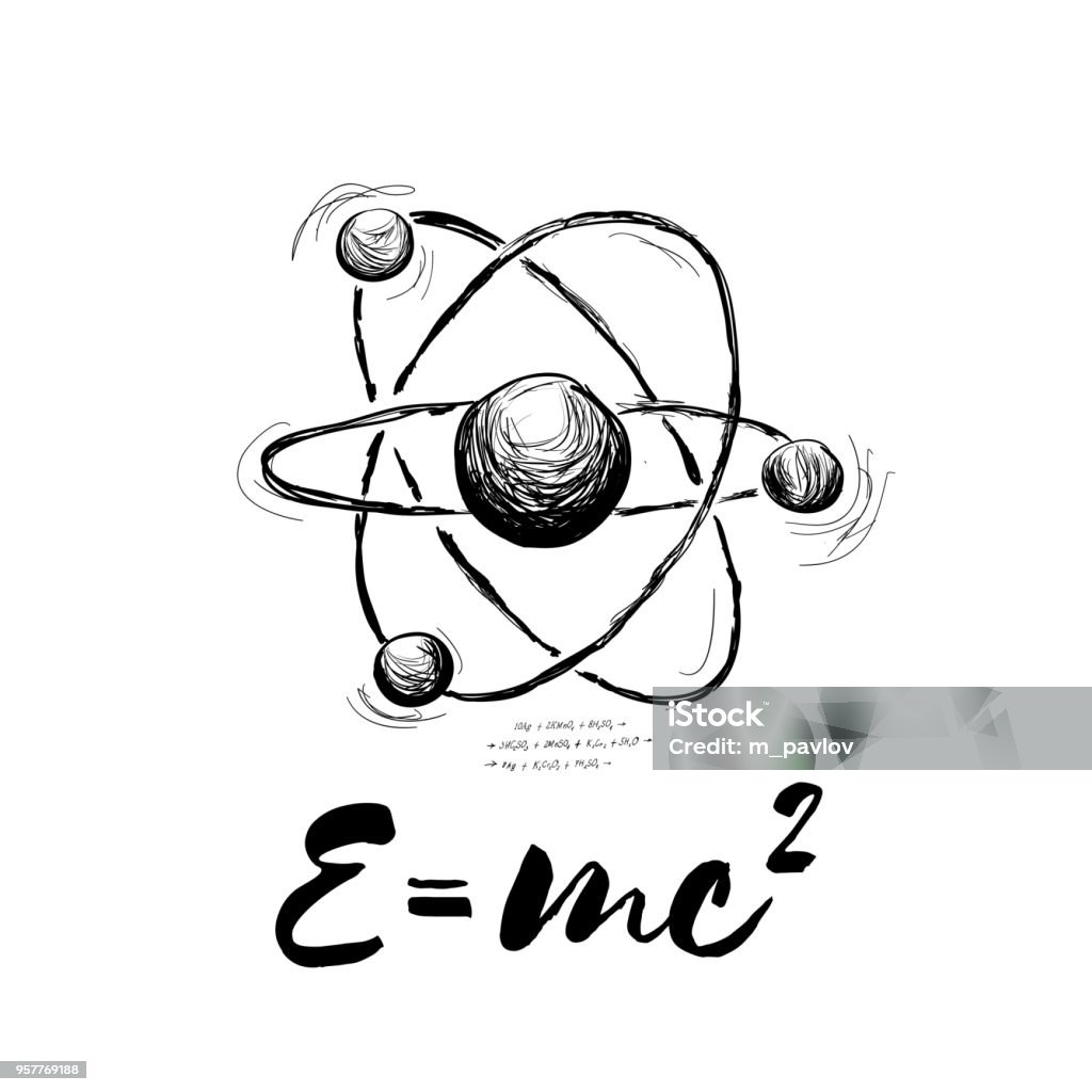 Nguyên Tử Được Vẽ Bằng Công Thức Hình Minh Họa Trừu Tượng Vector ...