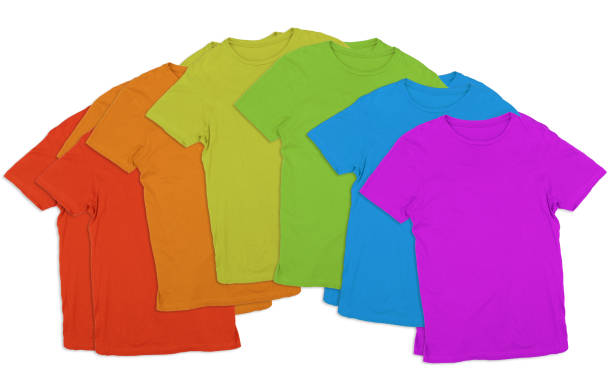 istock An array of t-shirts arranged in a rainbow shape and colours 957773456