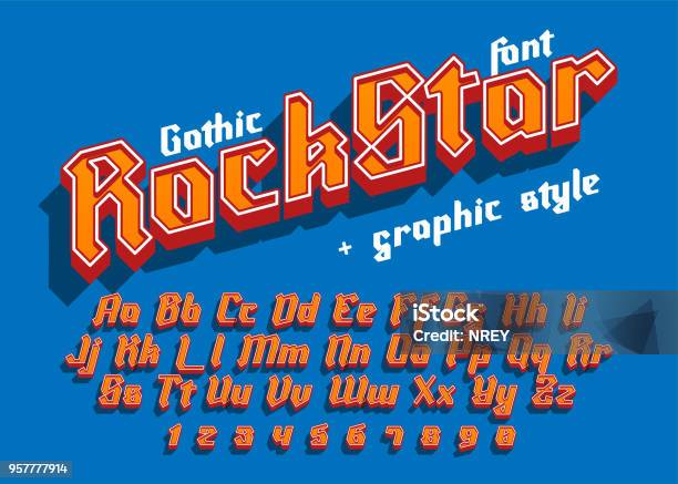 Rock Star Decorative Modern Font With Graphic Style Stock Illustration - Download Image Now