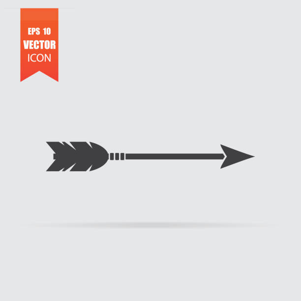 Arrow icon in flat style isolated on grey background. Arrow icon in flat style isolated on grey background. For your design, logo. Vector illustration. bowing stock illustrations