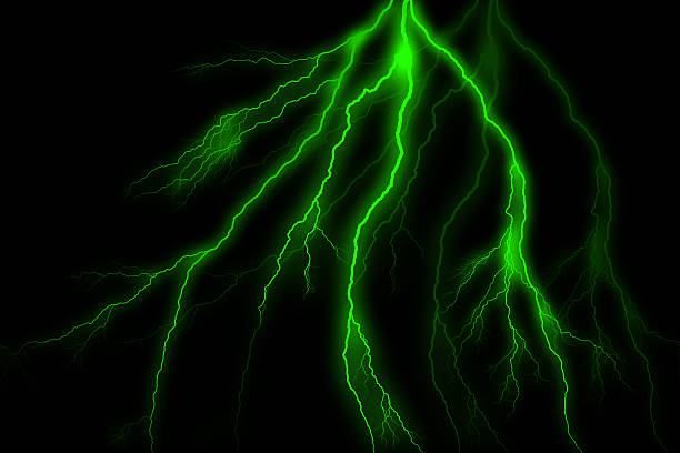 Green Lightning Strike stock photo