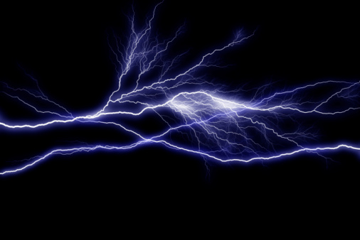 Horizontal lightning bolt image on black