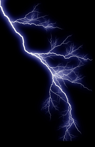 Bluish Vertical Lightning Strike on Black