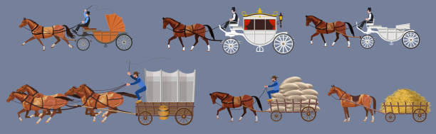 ilustrações, clipart, desenhos animados e ícones de veículo puxado a cavalo - carriage