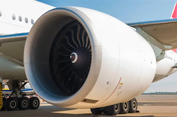 Jet Engine of Boeing 777 Passenger Airplane