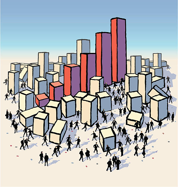 The market rises vector art illustration