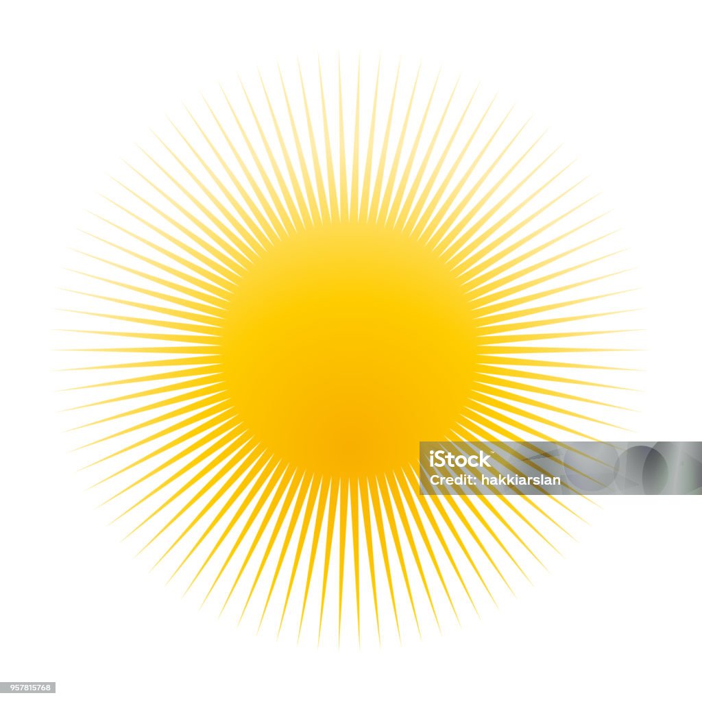 Icono amarillo sol, clip-art, símbolo, aislado sobre fondo blanco. - arte vectorial de Sol libre de derechos