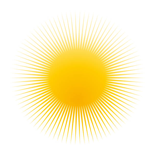 黄色い太陽アイコン、クリップアート、シンボル、白い背景で隔離。 - autumn backgrounds dawn dusk点のイラスト素材／クリップアート素材／マンガ素材／アイコン素材