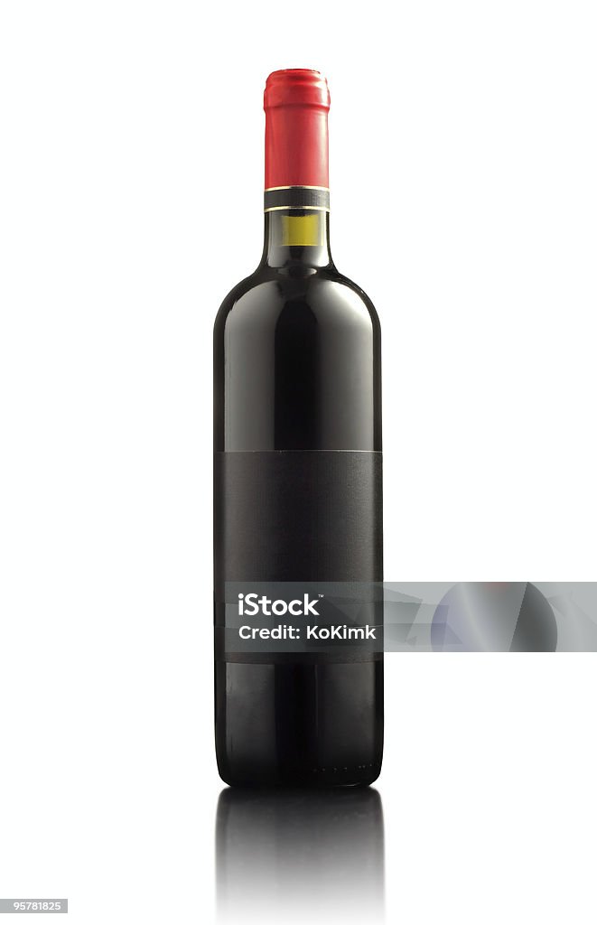 Garrafa de vinho tinto, com vazio label - Foto de stock de Alcoolismo royalty-free