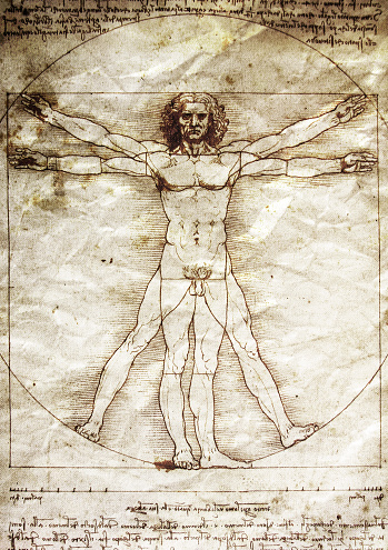 Vitruvian Man drawing from 1492 by Leonardo Da Vinci.  Textured canvas background.

Click the thumbnail below to see more Vitruvian Man images:

[url=/file_search.php?action=file&lightboxID=4368967][img]/file_thumbview_approve.php?size=1&id=6135856[/img][/url]
