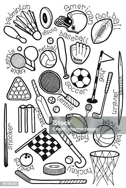 Sport Doodles Stock Illustration - Download Image Now - Doodle, Basketball - Ball, Basketball - Sport