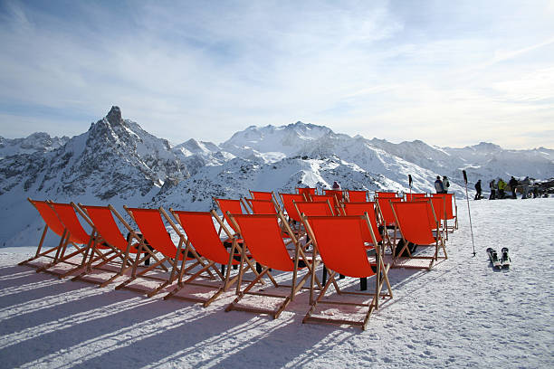 Mountain deckchairs  courchevel stock pictures, royalty-free photos & images