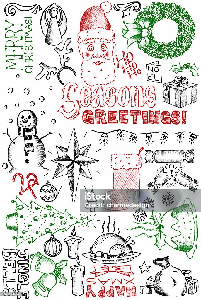 Garabatos de Navidad - Ilustración de stock de Croquis libre de derechos