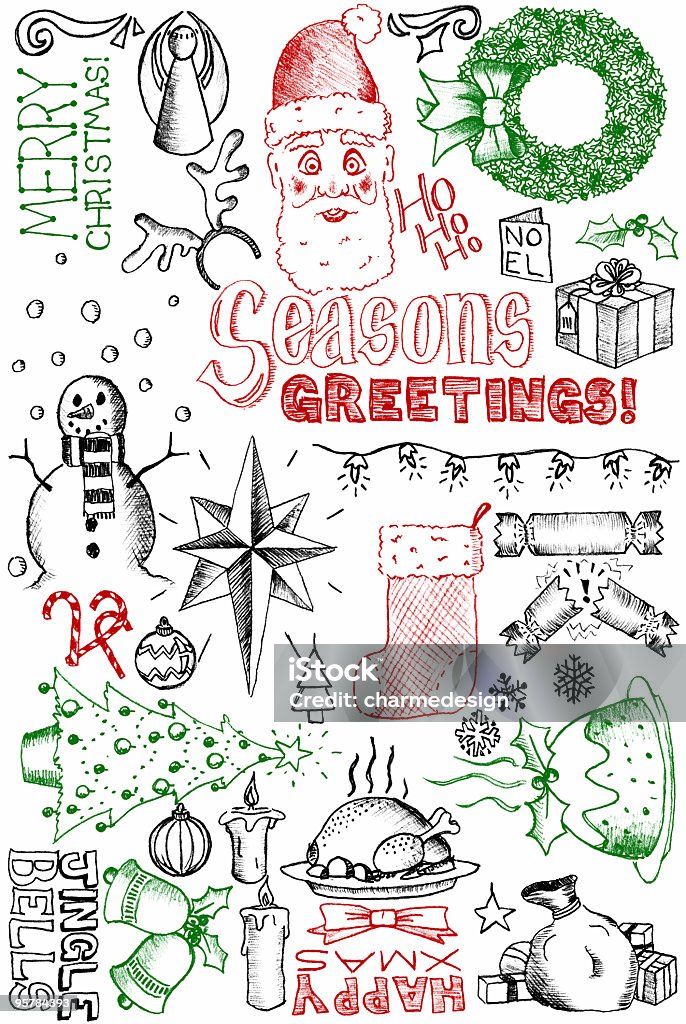 Rabiscos de Natal - Royalty-free Esboço Ilustração de stock