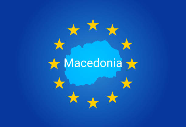 istock EU - European Union flag and Map of Macedonia. vector 957845416