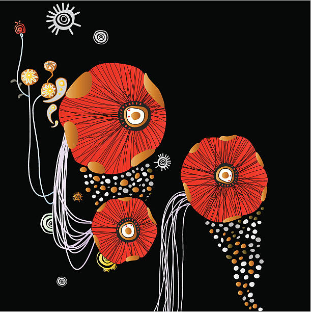 ilustrações de stock, clip art, desenhos animados e ícones de abstrato flores - stem poppy fragility flower