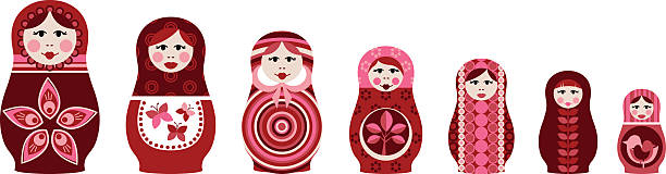 ilustraciones, imágenes clip art, dibujos animados e iconos de stock de con espacio para la computadora muñecas rusas - russian nesting doll doll matrioska russian culture