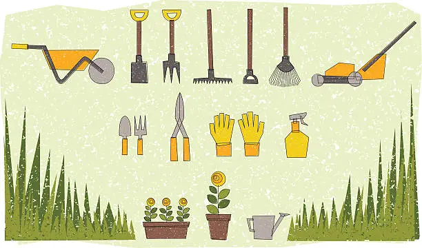 Vector illustration of Garden tools illustration