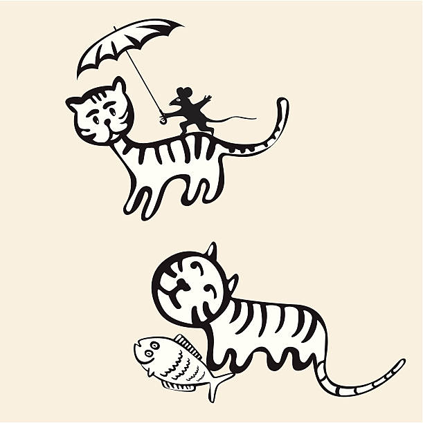 ミーティングの 2 つの猫 ベクターアートイラスト