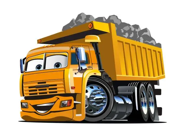 Vector illustration of Vector Cartoon Dump Truck