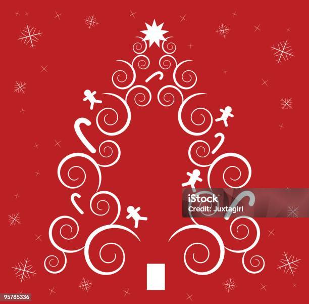 Spiral Christmas Tree With Snowflakes Stock Illustration - Download Image Now - Gingerbread Man, Swirl Pattern, Backgrounds