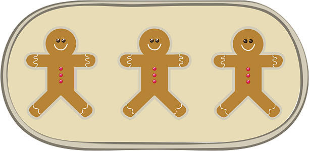 Gingerbread man cookies in a row vector art illustration
