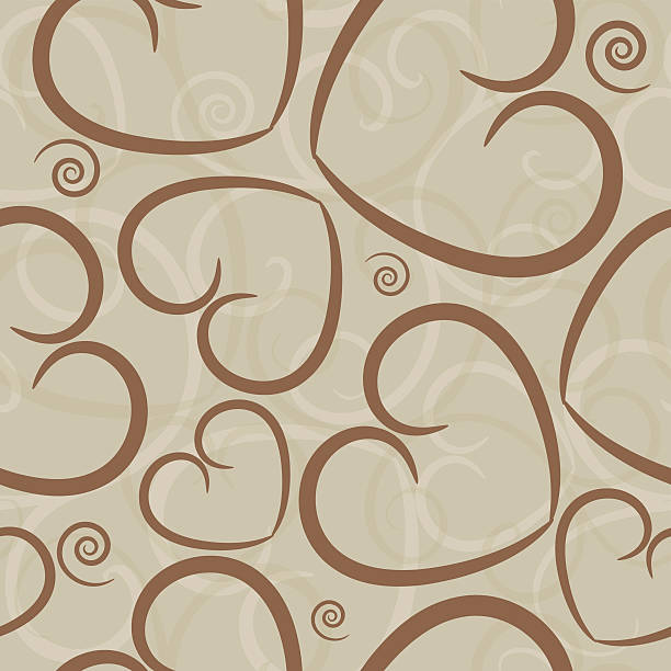 Latte colored hearts seamless tile vector art illustration