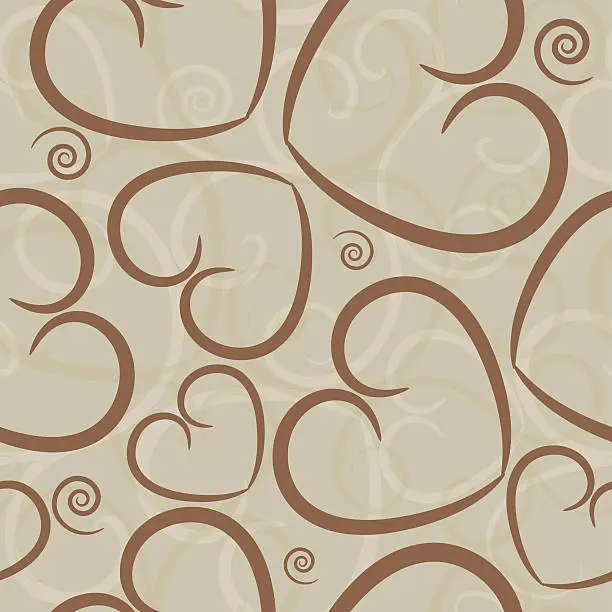 Vector illustration of Latte colored hearts seamless tile