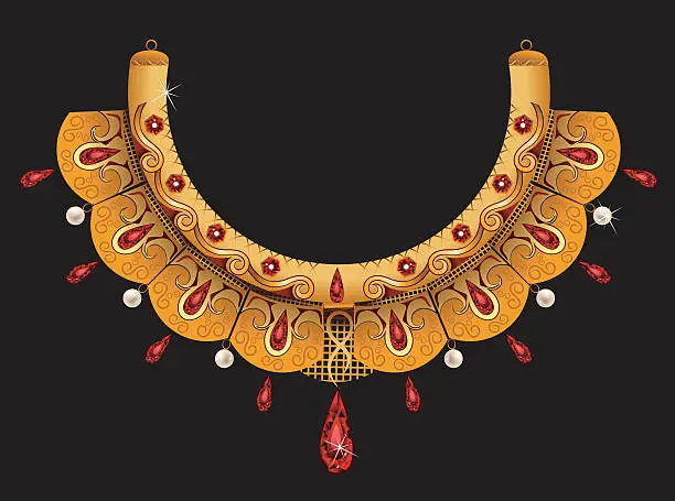 Vector illustration of Indian Gold Necklace