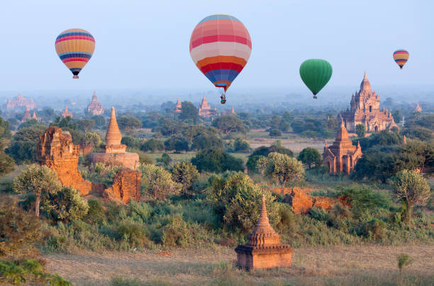 istock Hot air balloons flying over Bagan, Mandalay division, Myanmar 957859086