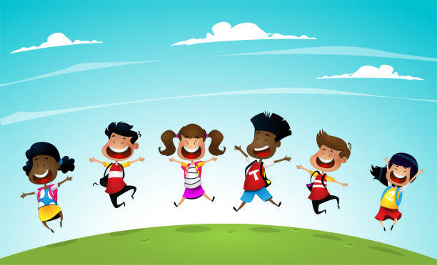 ilustrações de stock, clip art, desenhos animados e ícones de back to school cute school kids going back to school - backpack student report card education