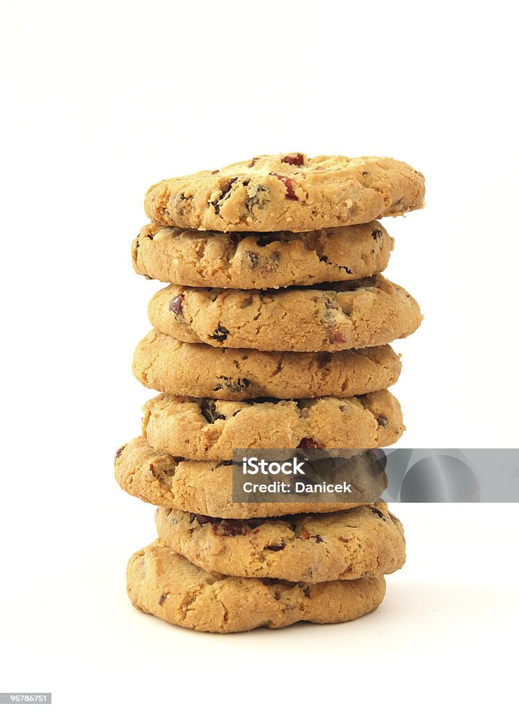 Stack of hazelnut cookies with chocolate and cranberies  Brown Stock Photo