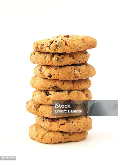 Stack Of Hazelnut Cookies With Chocolate And Cranberies Stock Photo - Download Image Now