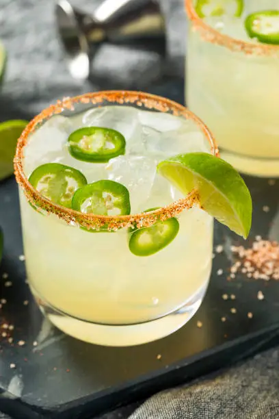 Homemade Spicy Margarita with Limes and Jalapenos