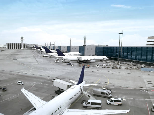 Airport view Airplanes side by side in airport frankfurt international airport stock pictures, royalty-free photos & images