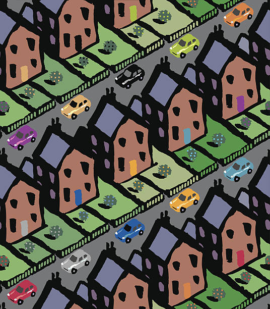 housing estate vector art illustration