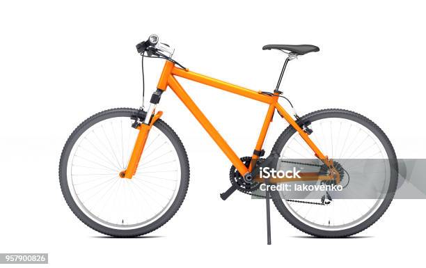 Side View Of Orange Sport Bike Looks To The Left Isolated On White Background Stock Photo - Download Image Now