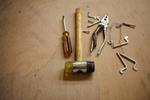 Belgrade, Serbia May 11th 2018: Set of pliers, screwdriver, hammer and screws