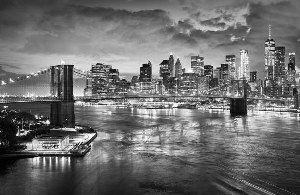 istock Brooklyn Bridge and Manhattan skyline at night, New York. 957908536