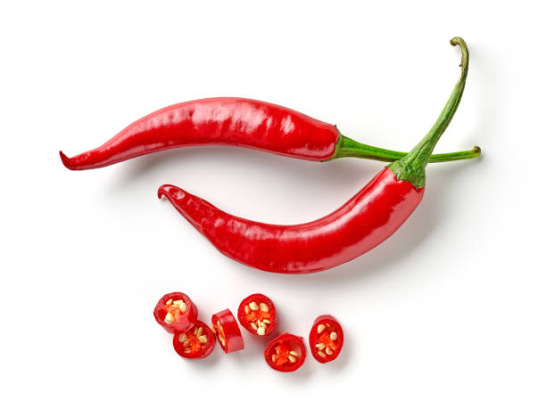 red hot chili pepper red hot chili pepper isolated on white background, top view chili pepper photos stock pictures, royalty-free photos & images
