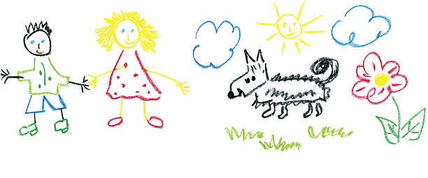 kids drawing  crayon drawing stock pictures, royalty-free photos & images