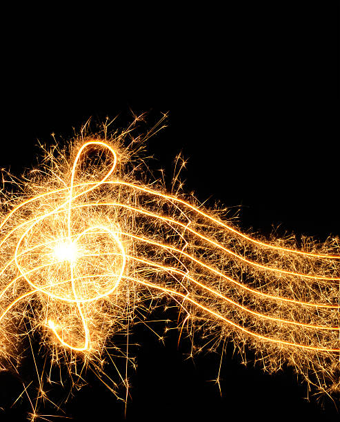 istock Sparkler music wave isolated on black background 95791548