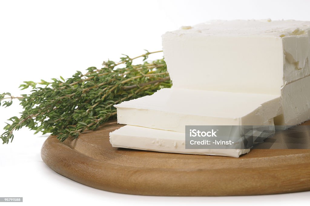 Queso Feta y tomillo - Foto de stock de Blanco - Color libre de derechos