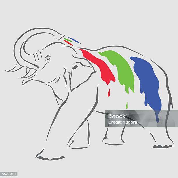 Éléphant Dans Des Couleurs Rvb Vecteurs libres de droits et plus d'images vectorielles de Art pictural - Art pictural, Artiste-peintre, Bleu