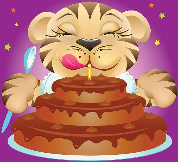 Vector illustration of Tiger`s birthday.