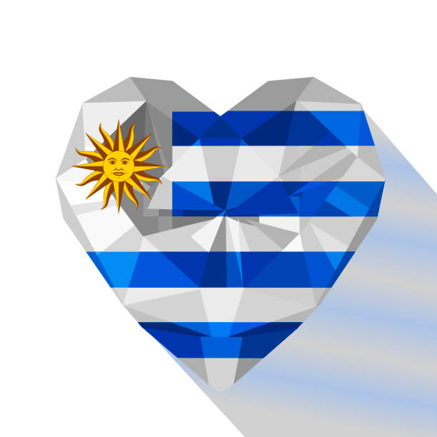vektor herzen die flagge der republik von uruguay-oriental. - oriental republic of uraguay stock-grafiken, -clipart, -cartoons und -symbole