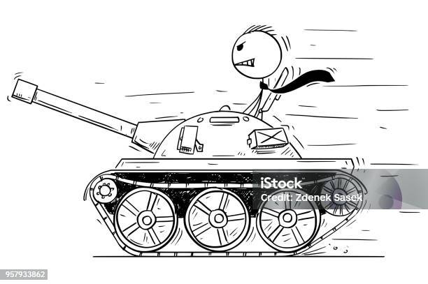 Cartoon Of Businessman Or Politician In Small Tank Concept Of War As Game  Stock Illustration - Download Image Now - iStock