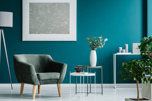 istock Silver painting in blue room 957956228