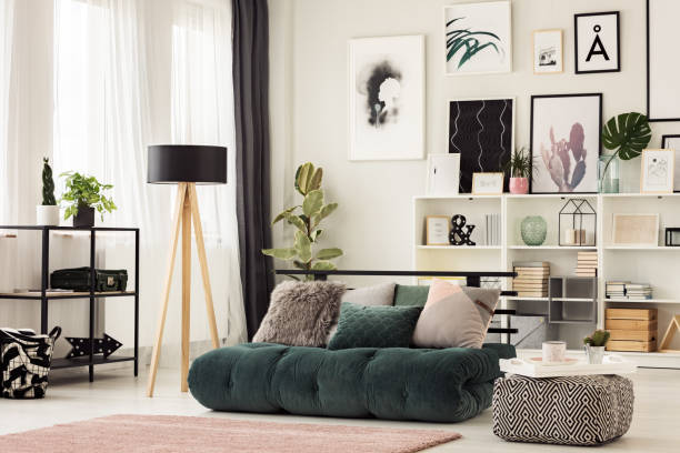 istock Wooden lamp in bedroom interior 957956294